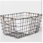 Wire Storage Crate Basket Copper Handle Pewter Threshold 16?  L x 11? W x 7 7/8