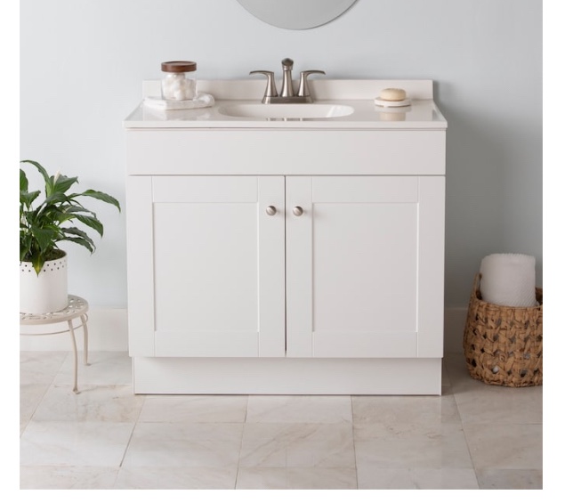 Project Source, 36” Vanity with top, white