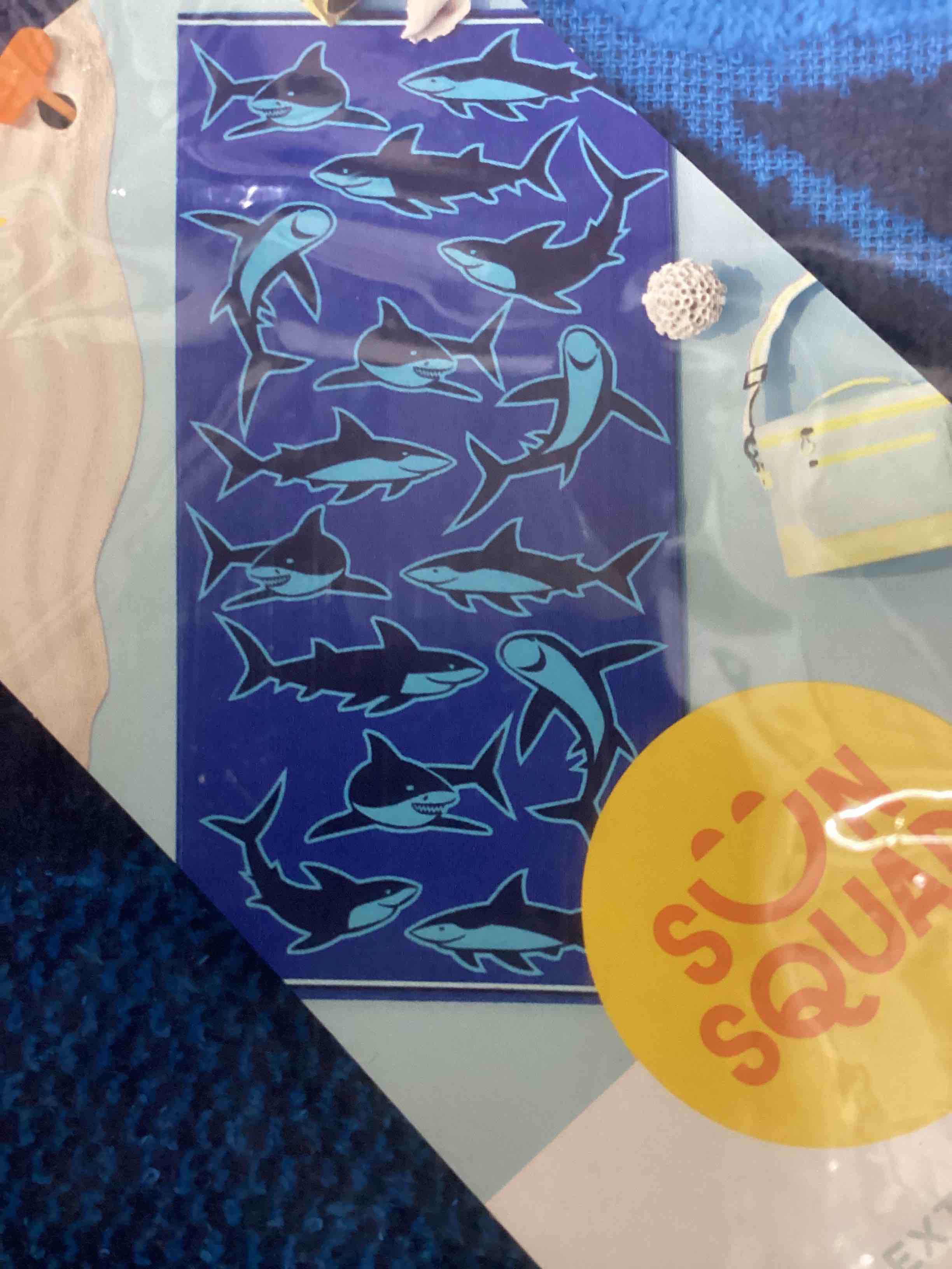Shark Beach Towel XL Navy Blue - Sun Squad