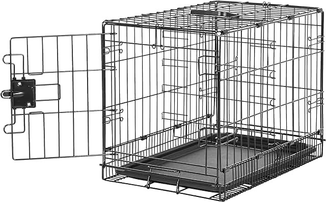Amazon Basics Foldable Metal Wire Dog Crate with Tray, Single Door, 22 Inch