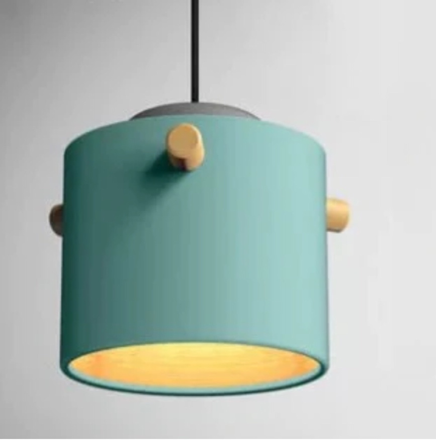 Macaron Pendant Light, Modern Ceiling Light Fixture, Industrial Look Iron lamp, Hardwired Hanging Lighting for Restaurant bar Coffee Dining Room (Medium -Size, Blue)