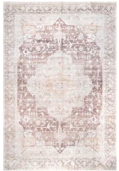 (Similar to the photo) Rosa Machine Washable Distressed Vintage Medallion Light Pink 8 ft. x 10 ft. Indoor Area Rug color Multi