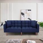 ( incomplete box2 of 2 ). LCH Modern Tuft Futon Couch Convertible Loveseat Sleeper Reclining Sofa Bed Twin Size with Arms and 2 Pillows for Living Room, Navy Blue