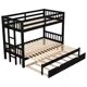 ( incomplete box 2 of 2). Removable double bunk bed with Trundle, Pine Espresso [Stock in the USA. UU.]
