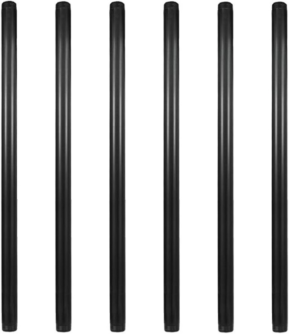 GeilSpace 6 Pack 3/4" × 24" Pre-Cut Black Metal Pipe, Industrial Steel Fits Standard Three Quarters Inch Black Threaded Pipes and Fittings - Vintage DIY Industrial Shelving (3/4" × 24", Black)