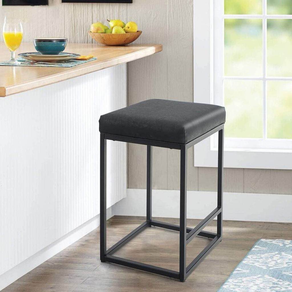 Steel and leather Bar Chair - Black and Grey