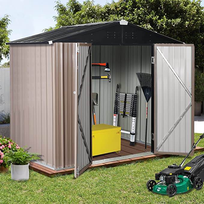 TOZEY 6 ft. W x 8 ft. D Outdoor Storage Metal Shed Lockable Metal Garden Shed for Backyard Outdoor (48 sq. ft.)
