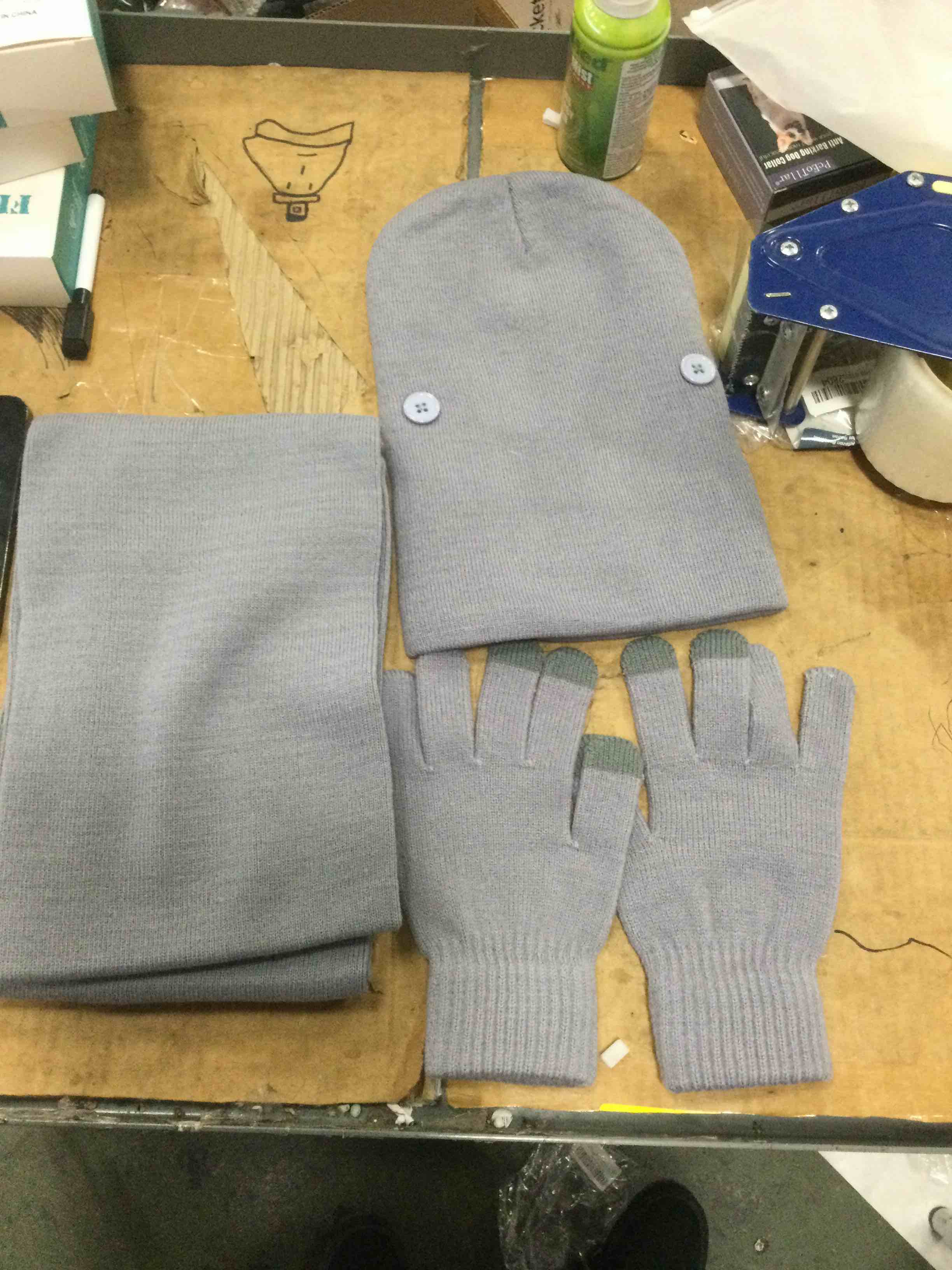 kids beanie scarf and gloves color gray
