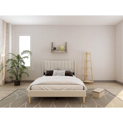Wade Logan Cream Full Upholstered Bed