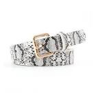 White Stretchy Belt With Snake Skin Print