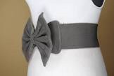 Gray Stretchy Belt With Bow