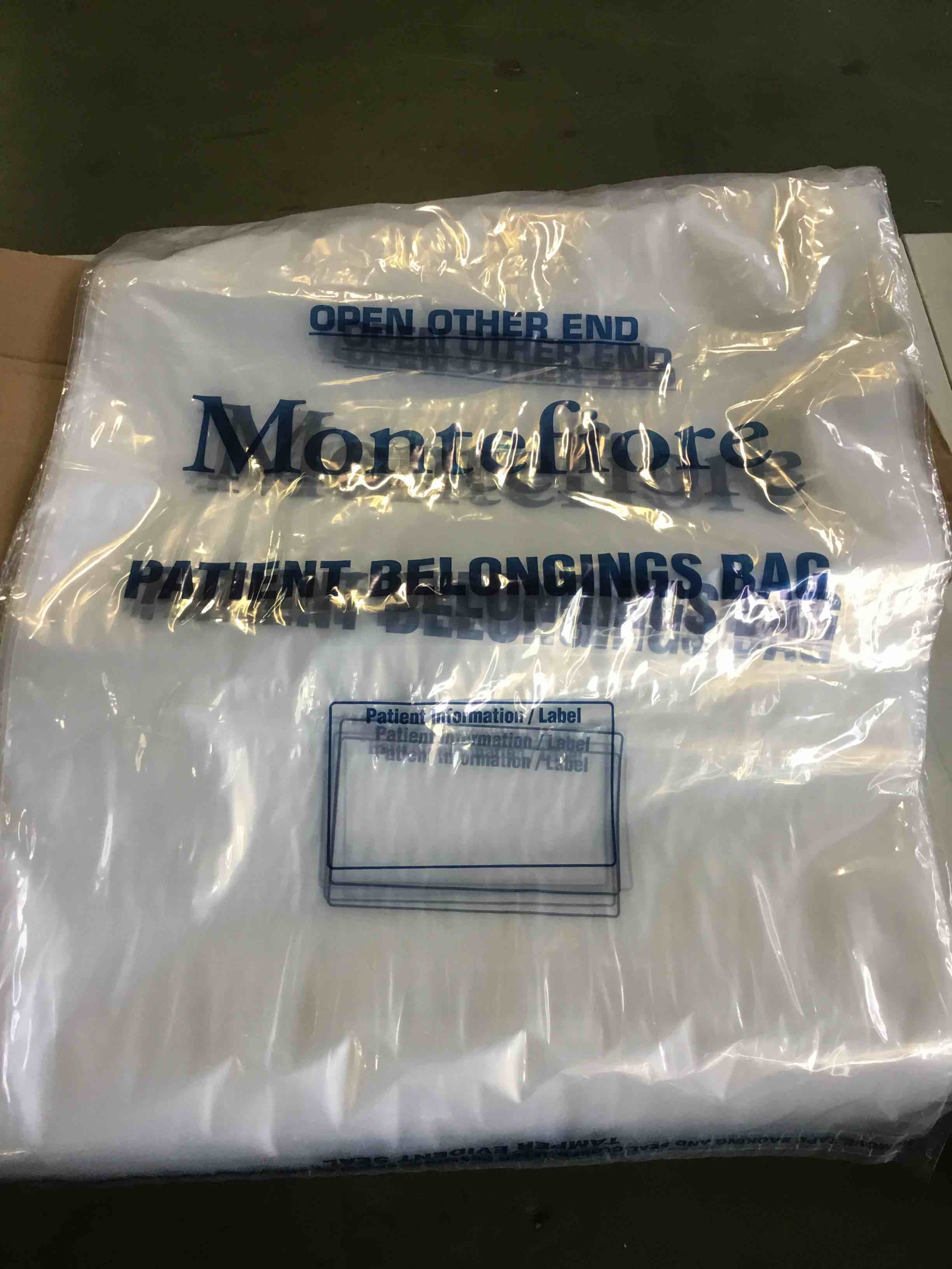 Montefiore, Patient Belongings Bag, 24x33, Qty 100