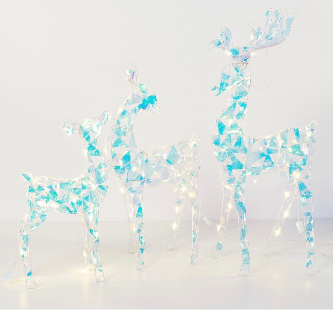 Kringle Express S/3 Lit Outdoor Flat-tastic  Deer Family