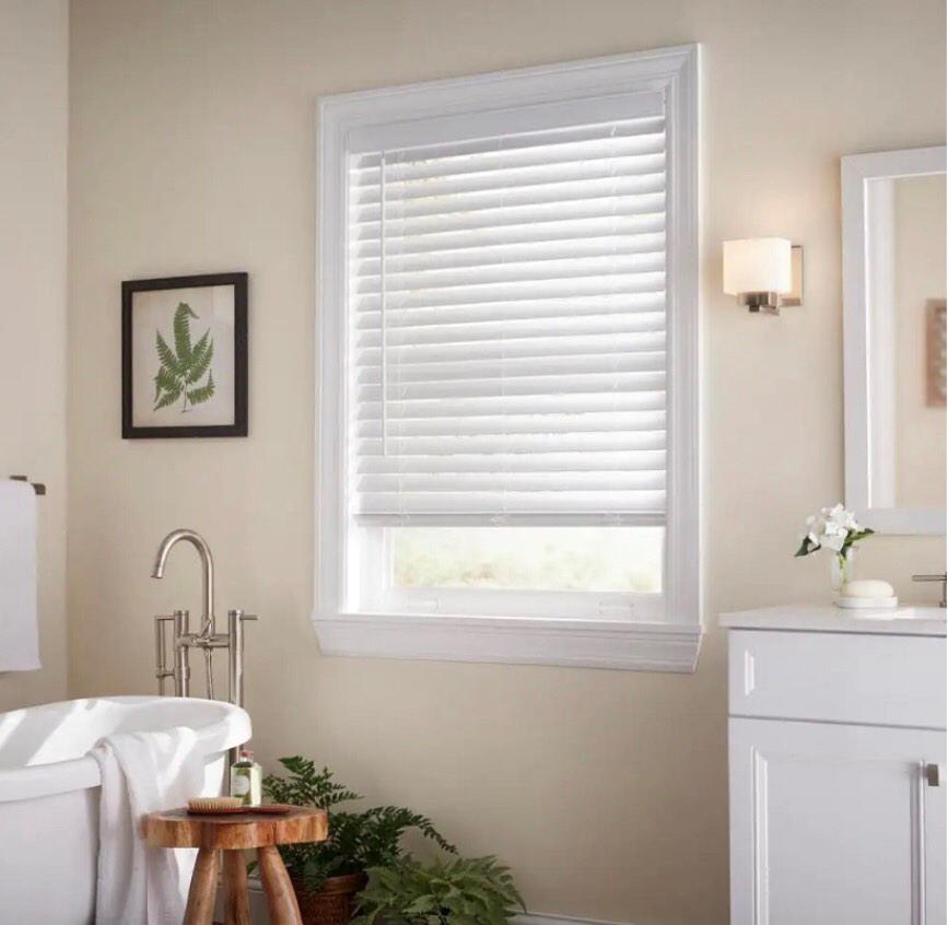 2.5 inch Cordless Faux Wood Blind White, 36x48,  2/Pack