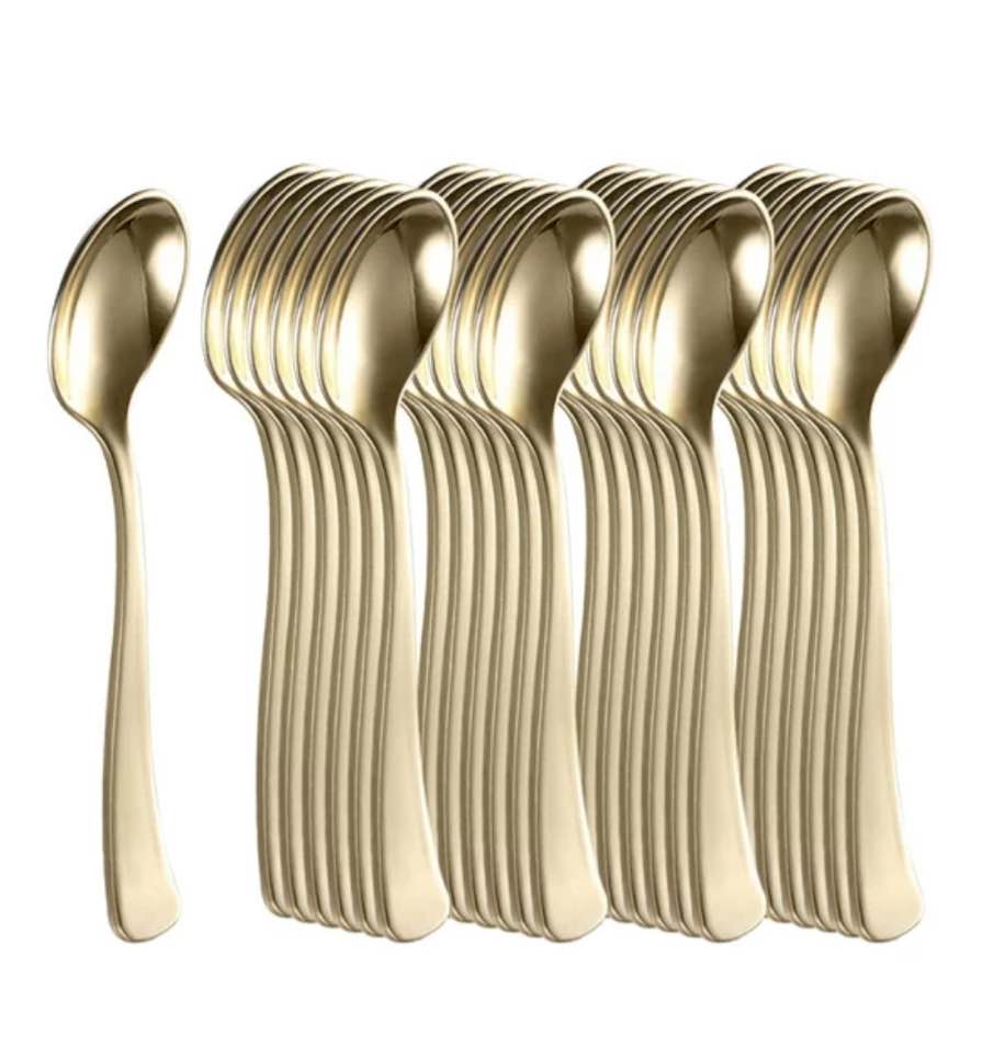 Anself 25Pcs Spoon Cutlery Set Minimalist Disposable Tableware Set Dinnerware Set for Party Wedding Birthday Picnic BBQ Christmas Anniversary
