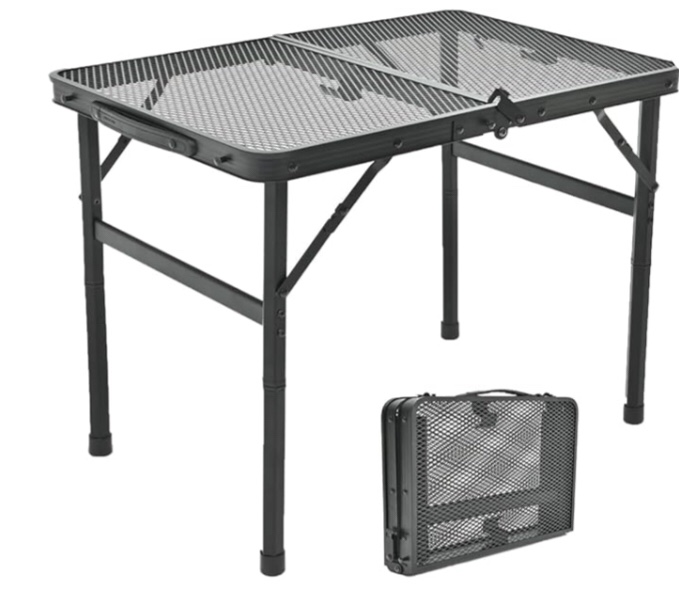 MIGOSEN Camping Table,Folding Grill Table with Mesh Desktop,Adjustable Height Collapsible Table for Picnic,Camping,BBQ (23.6" D x15.7 W x 26" H)