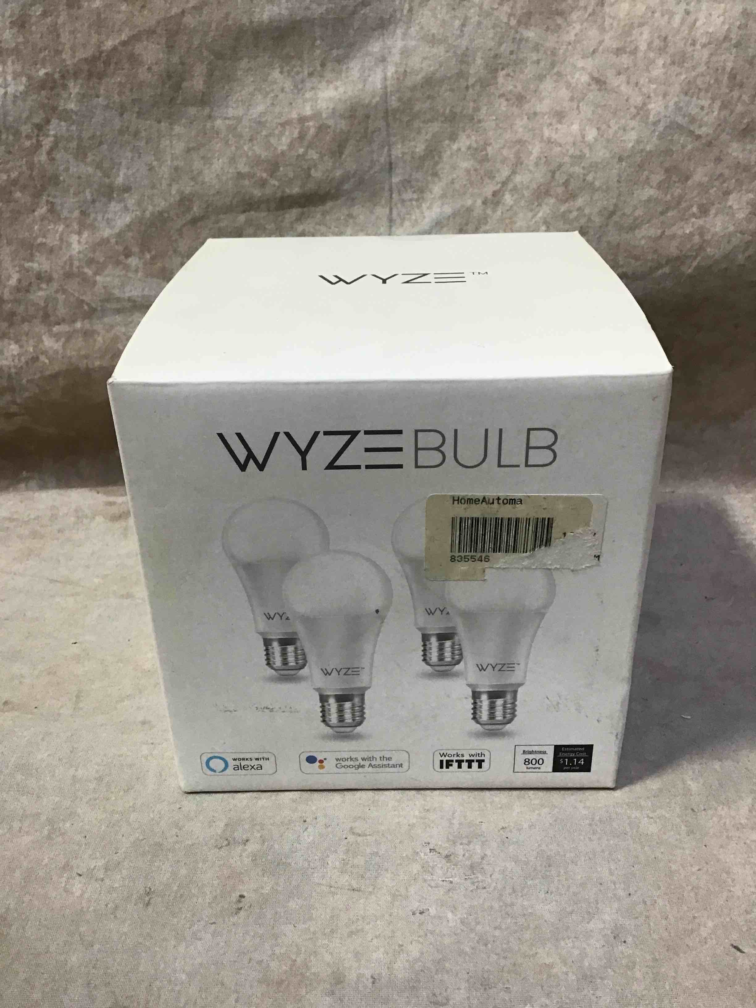 WYZE Bulb White, 800 Lumen, 90+CRI WiFi Tunable-White A19 Smart Light Bulb, Compatible with Alexa and Google Assistant, Four-Pack