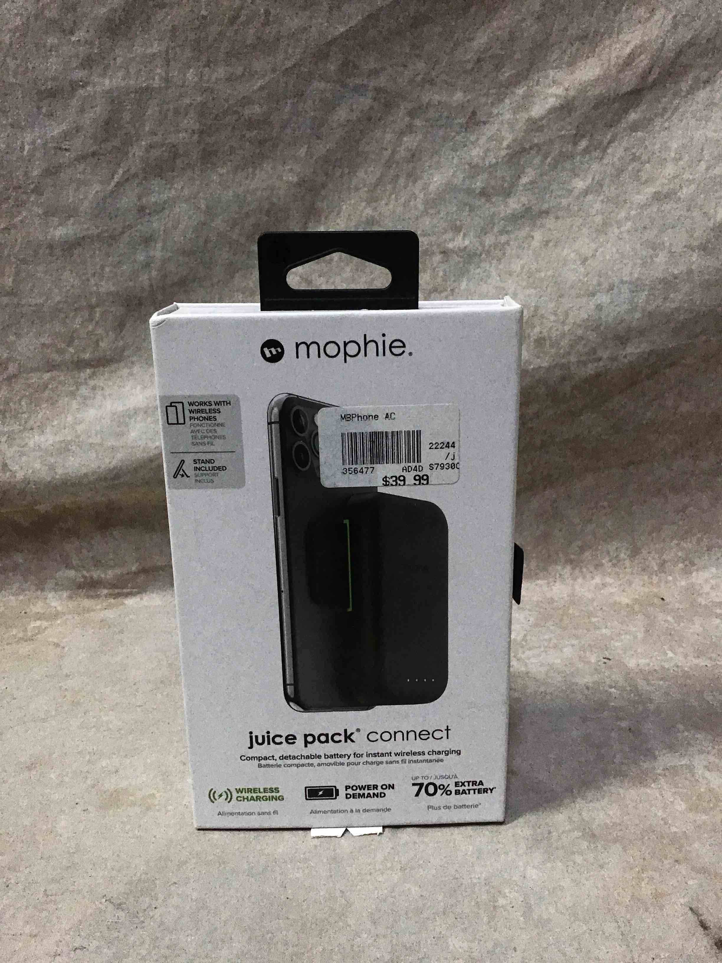 mophie Juice Pack Connect Compact - containing a Portable 5,000mAh Battery with Dual Purpose Stand - Made for Qi-Enabled Smartphones - Black