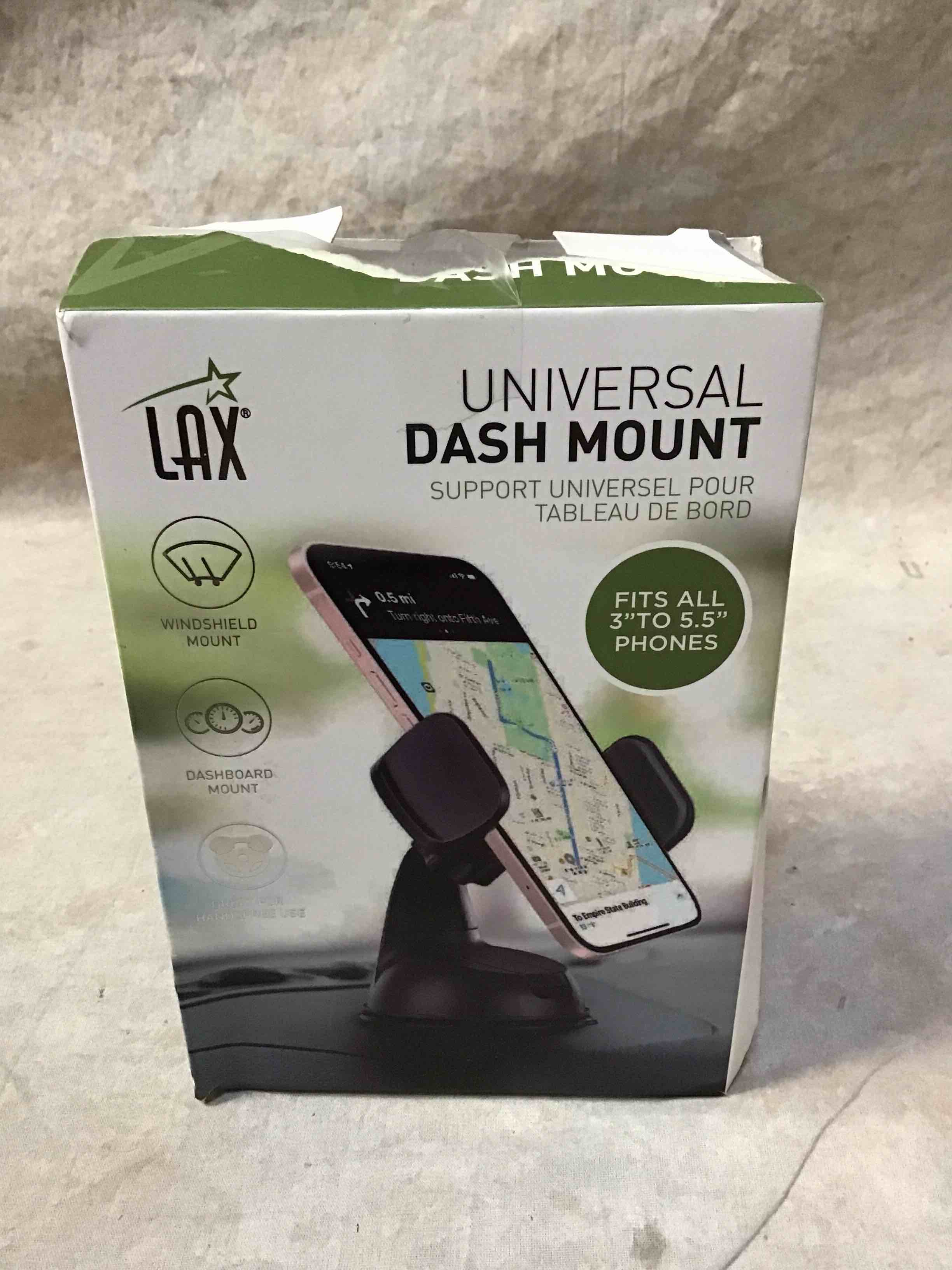 LAX Gadgets Premium Phone Car Mount - Strong Suction Cup Movable Jaws- Car Mount with Powerful Suction Cup for Windshield or Dashboard for All Smartphones - Black