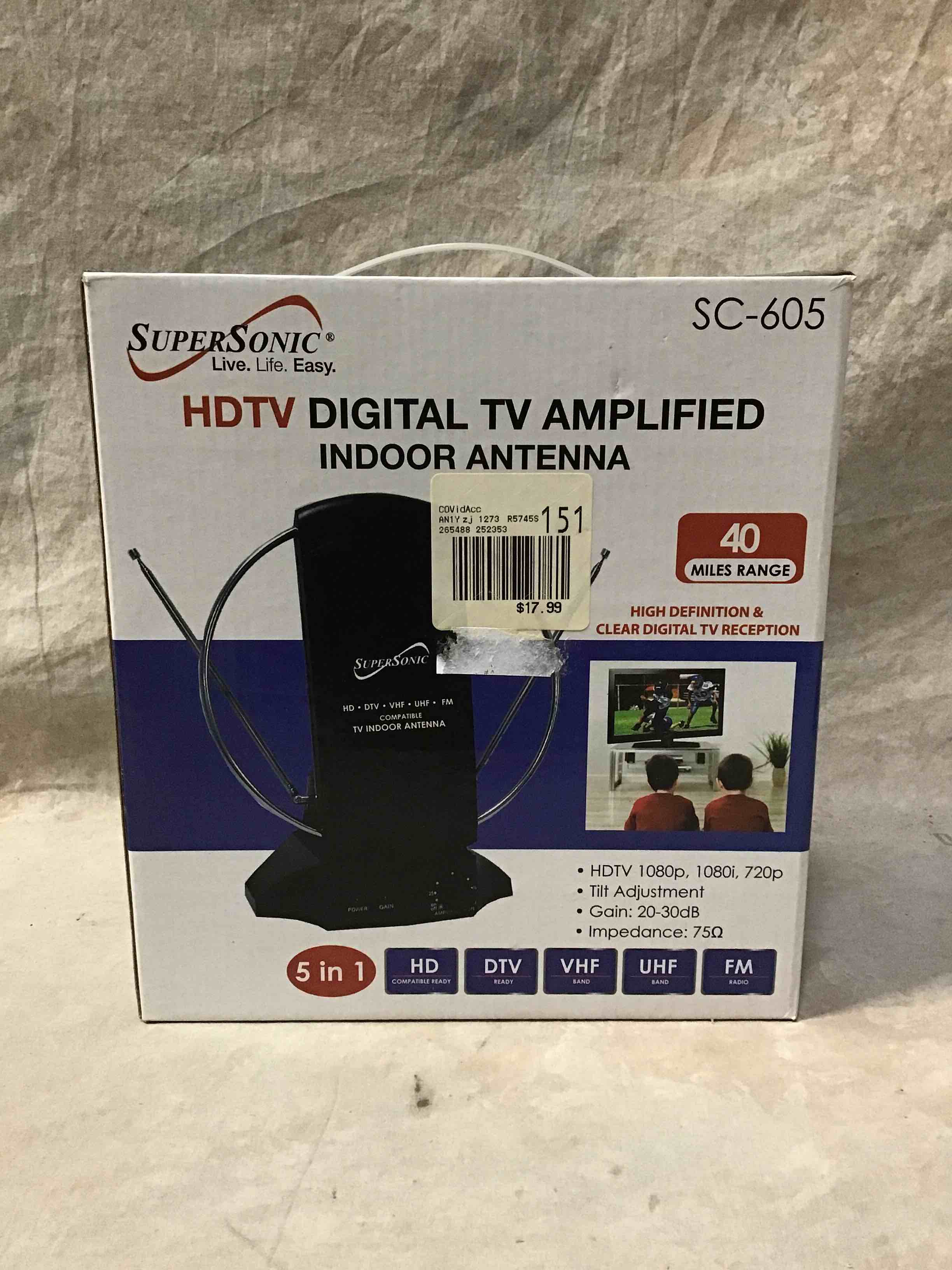 SuperSonic HDTV Digital TV Amplified Indoor Antenna