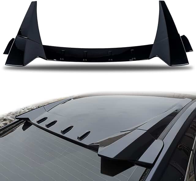 Window Rear Roof Spoiler 3 Pieces Wing Type R Style Compatible with Honda Civic 2016-2021 4 Door Sedan Automotive Body Kits,Glossy Black