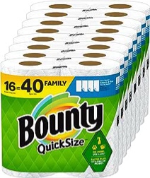 Bounty Quick-Size Paper Towels, White, 16 Family Rolls = 40 Regular Rolls