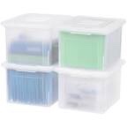 IRIS USA Letter/Legal File Tote Box, BPA-Free Storage Bin Tote Organizer with Durable and Secure Latching Lid, Stackable and Nestable, 4 Pack, Crystal Clear (585237)