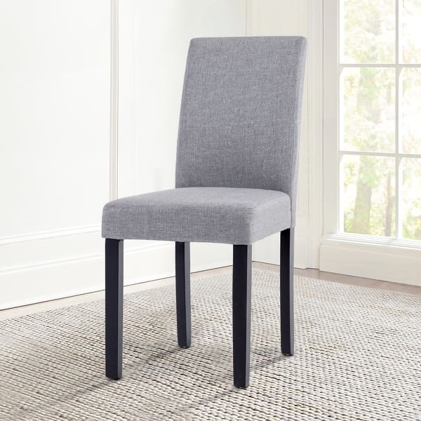 Dining chair YS-M95Y-GRAY GZMR Gray Fabric Armless Dining Chair with Solid Wood Legs Set of 2