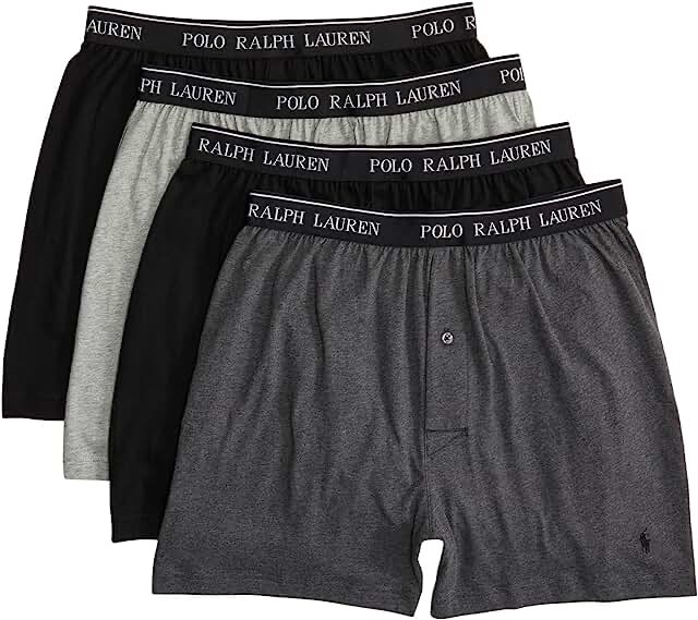 Beverly Hills Polo Club Mens Underwear Top 4 Pack Knit Boxer, Assorted Blue, L