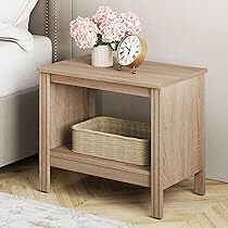 Side Table End Table for Bedroom, Small Wood Nightstand W01A2065N