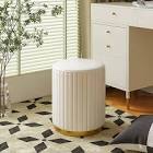 Round Foot Stool Small Ottoman, PU Upholstered Vanity Stool Chair Foot Rest Stool, Low Coffee Table Footrest, Shoe Changing Stool for Living Room Entryway Cloakroom, White 