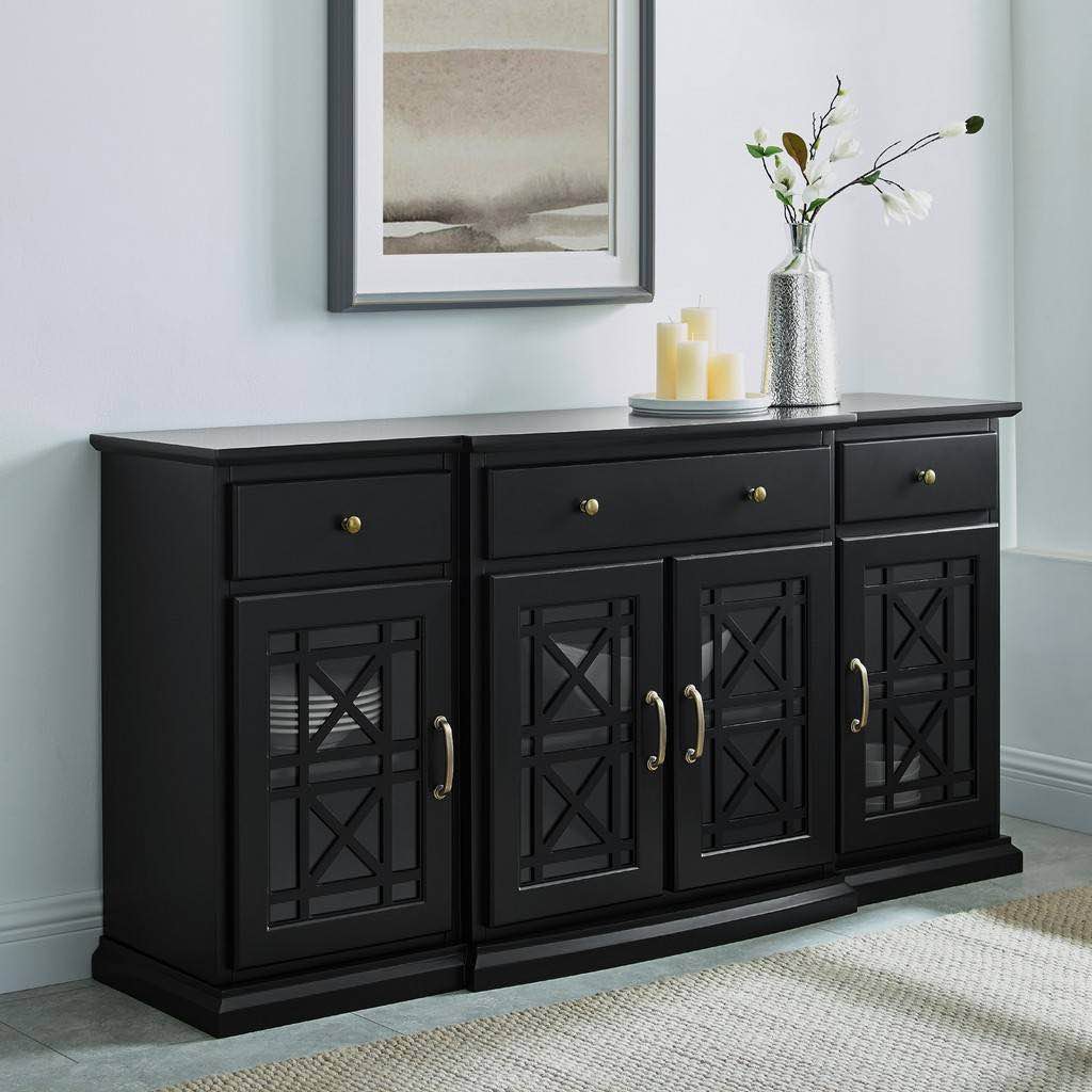 60" Tiered Fretwork Sideboard - Black - Walker Edison BU60LANFWBL