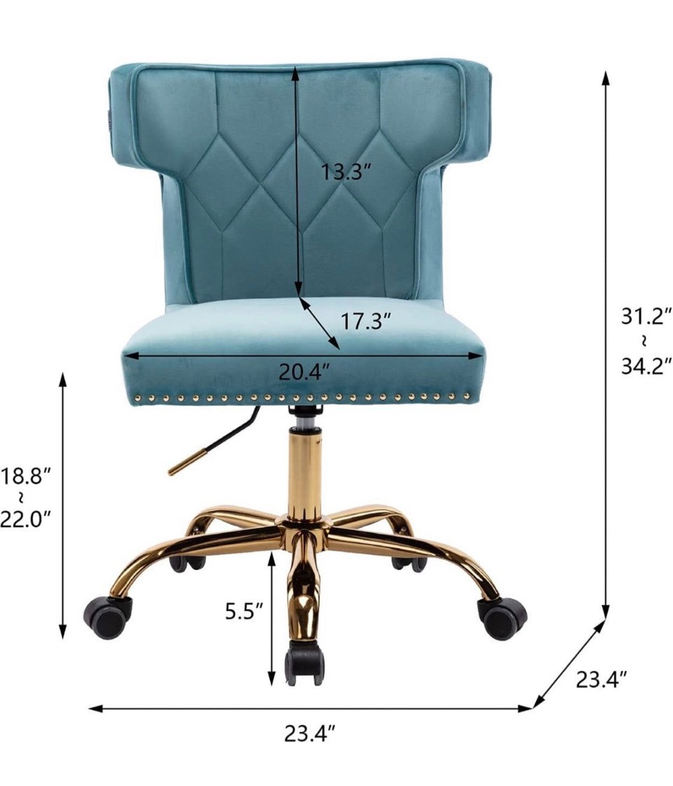 Lifting Living Room/Bedroom Swivel Shell Chair Office Chair seat, 5-Seater Wheel Modern Leisure Office Chair Easy to Move, light Blue