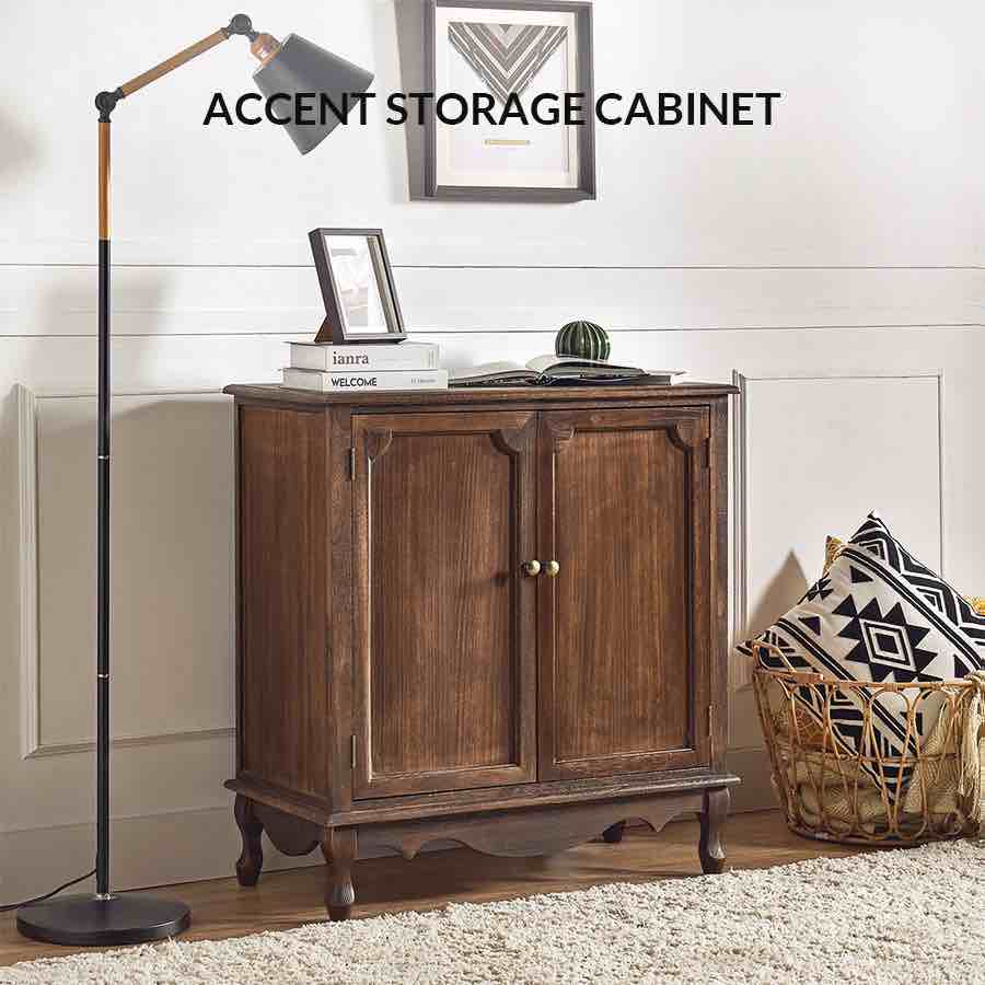 HULALA HOME Hippe 34” Tall 2 Door Accent Cabinet Walnut