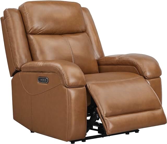 Watson & Whitely Genuine Leather Power Recliner Chairs for Adults, Wall Hugger RV Recliner with Power Headrest & Charging Ports, Electric Recliner Sofa Chair for Living Room