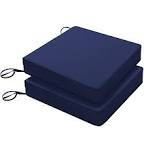 Favoyard Patio Chair Cushion 19 x 19 x 3 Inch Waterproof Outdoor Seat Cushions for Patio Furniture 3-Year Color Fastness Garden Sofa Couch Pads with Handle & Adjustable Straps Set of 2, Blue