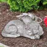 Exhart Solar Sleeping Dog with Halo and Angel Wings Memorial Garden Statue, 12 by 7 Inches