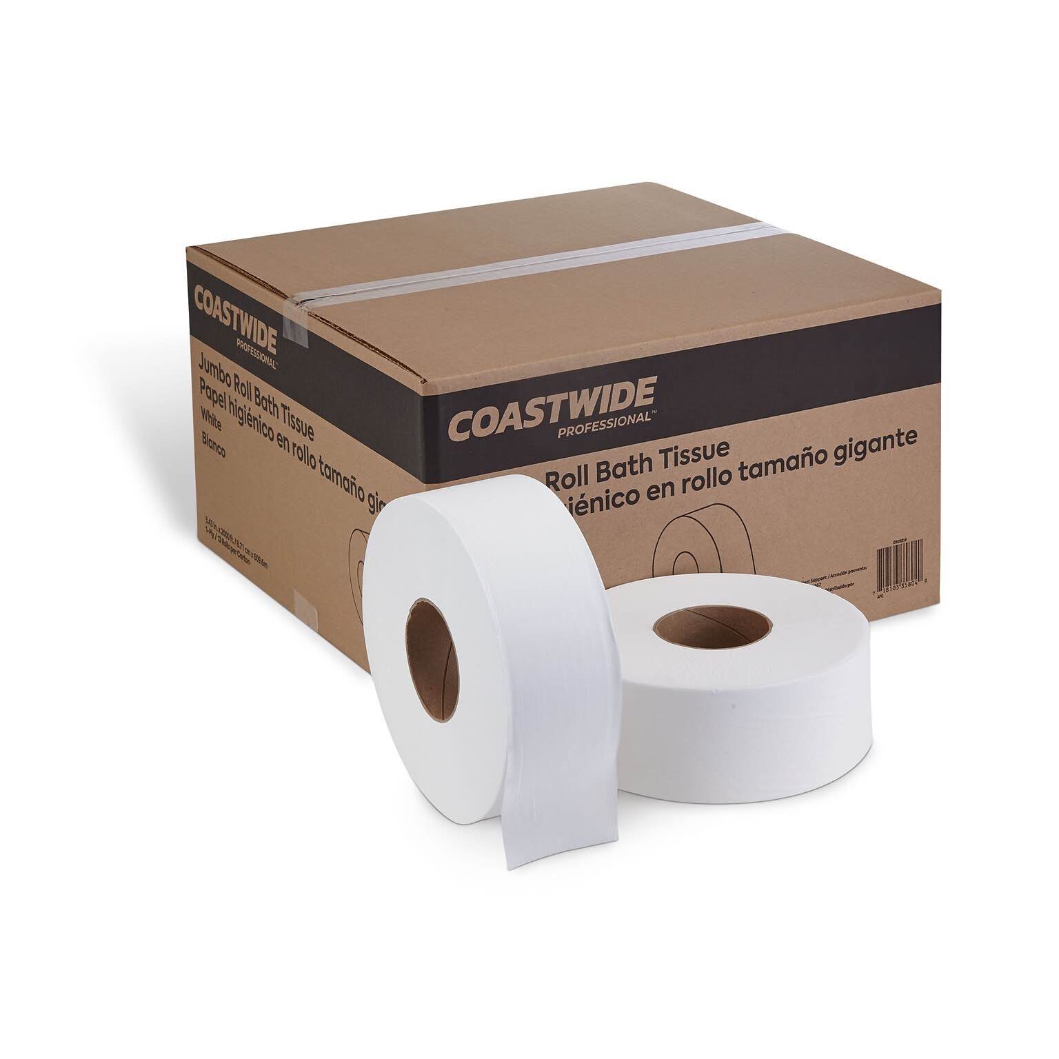 Coastwide Professional™ 1-Ply Jumbo Toilet Paper, White, 1000 ft./Roll, 12 Rolls/Carton (CW26215)