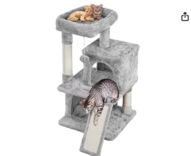 Yaheetech Cat Tree Cat Tower 36-inch Kitten Stand House Condo with Double Condos, Large Plush Perch & Scratching Board Kitty Furniture Play Center for Indoor Cats Activity