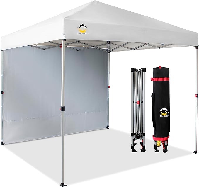 CROWN SHADES Cabana Shelter Sun Shade Tent (6.5x6.5, Turquoise Blue and White Stripes)