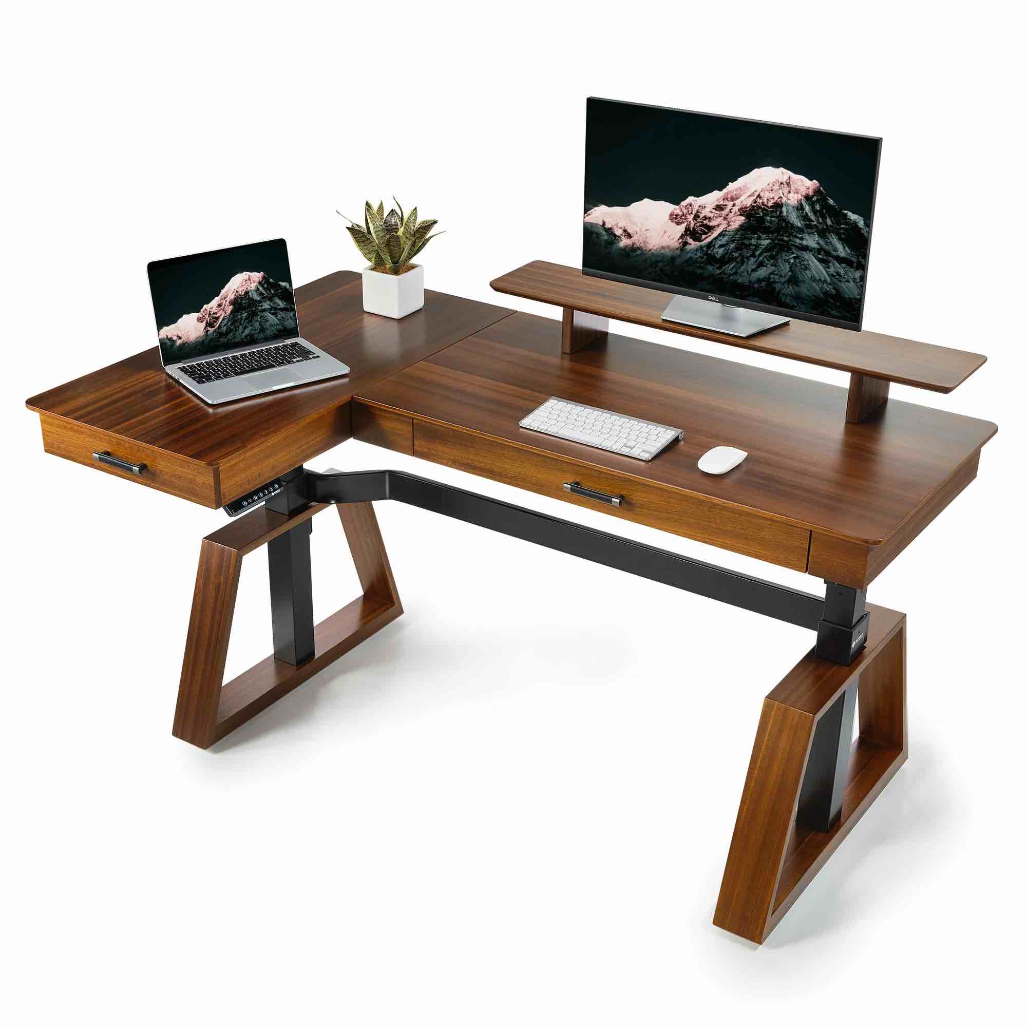 Ark L60 2 Drawer Electric Standing Desk-Walnut (INCOMPLETE-BOX BOXES 2+3)