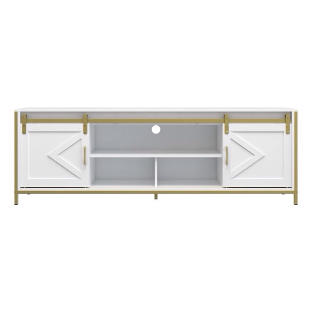 Elephance TV Stand with 2 Sliding Doors for TVs up to 70", White