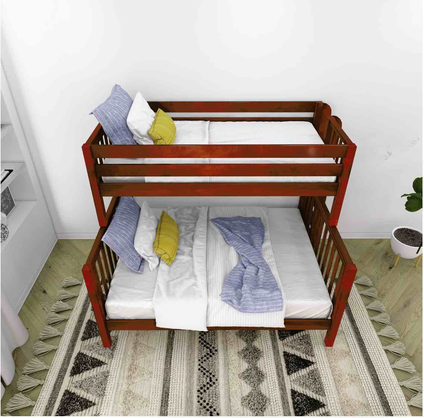 TWIN XL OVER QUEEN HIGH BUNK BED WITH STRAIGHT LADDER ON END (Incomplete)