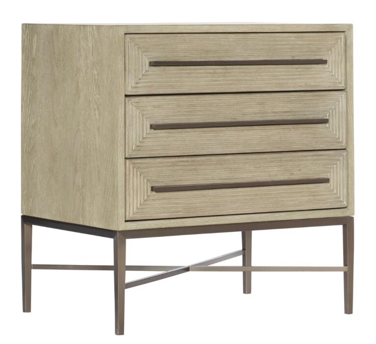Hooker Furniture Cascade 3-Drawer Nightstand in Taupe and Champagne