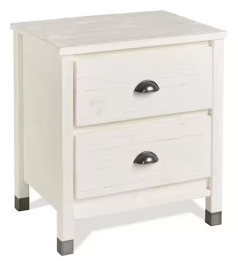Baja 2-Drawer Shabby White Nightstand