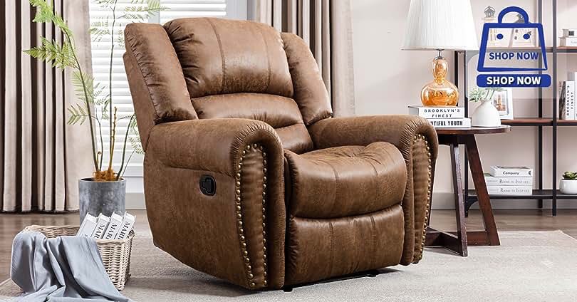 distressed Brown faux leather recliner (incomplete, box 3 of 3 only, similar to stock image)
