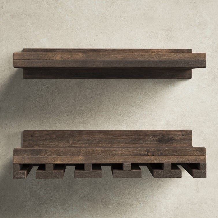 Dark Walnut Catalin Solid Wood Wall Mounted Wine Glass Rack (incomplete)