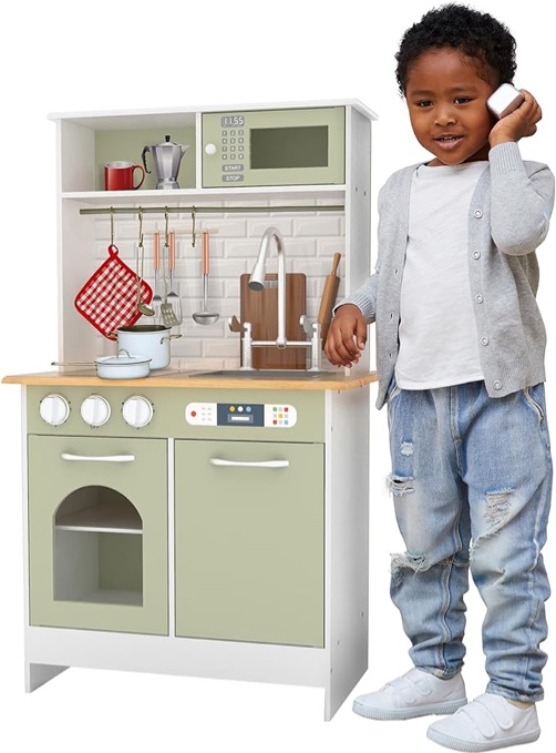 Teamson Kids - Little Chef Boston Modern Play Kitchen - Olive Green