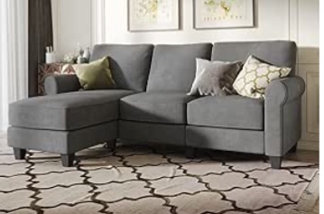 Nolany Reversible Sectional Sofa Couch L Shape Sofa Couch Convertible Sectional Couch for Small Apartment (Dusty Grey),INCOMPLETE