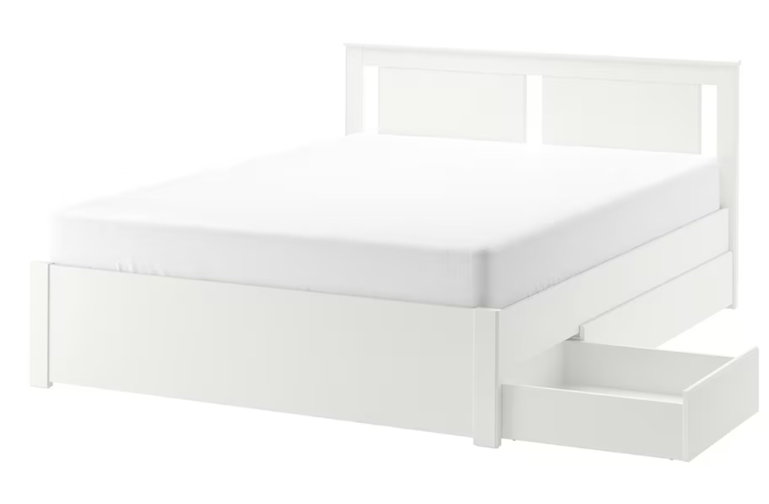 (incomplete) Bed frame with 2 storage boxes, white/Luröy, Queen
